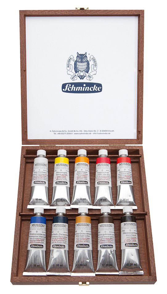 Schmincke Mussini Wood Box Set 10 x 35ml Tubes