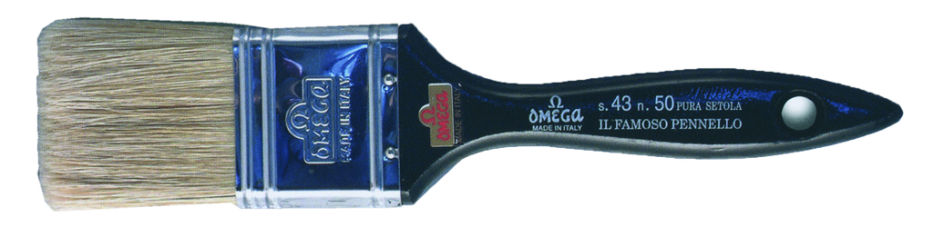 Omega Brush Flat Hog Wooden Handle Series 43 70 mm
