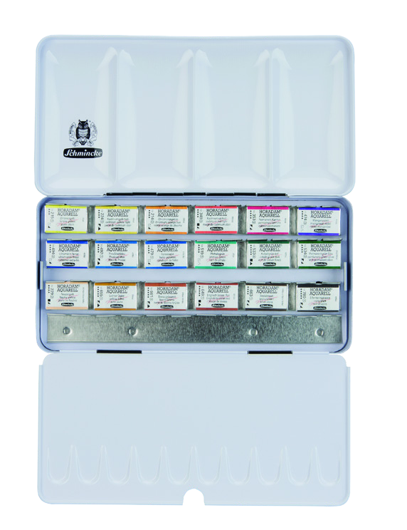 Schmincke Horadam Metal Box with 18 full pans