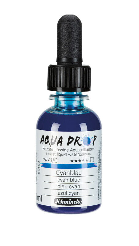 Schmincke Aqua Drop 30ml Liquid Watercolour Cyan Blue