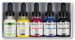 Schmincke Aqua Drop Set 5 x 30ml - Primaries + Opaque White